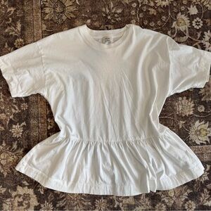 100% Cotton Wilfred Aritzia White Peplum T-Shirt